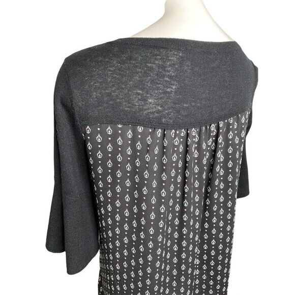 LOFT‎ Black Mixed Media Wool Blend Chiffon Shirt Small - Picture 3 of 8